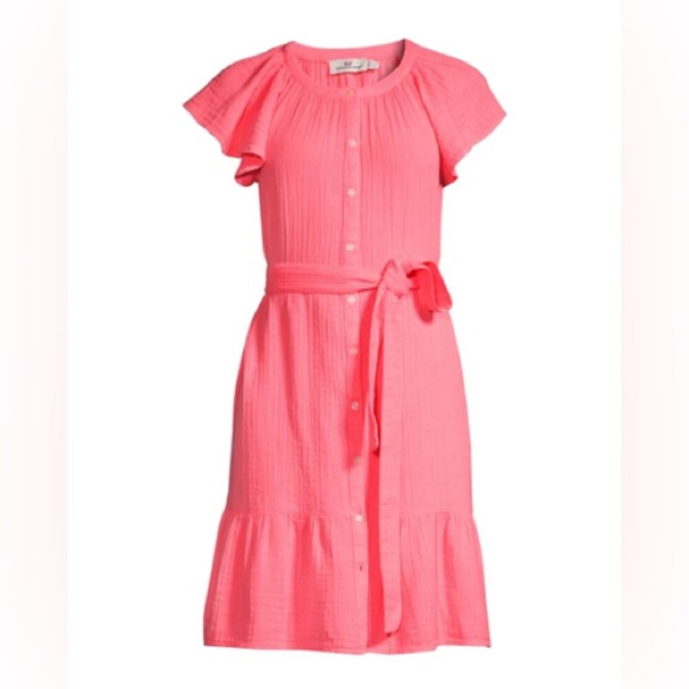 NWT Vineyard Vines Neon Rosa Doible Gauze Shirt dress Size Medium M